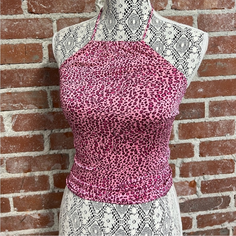 vintage pink leopard halter
